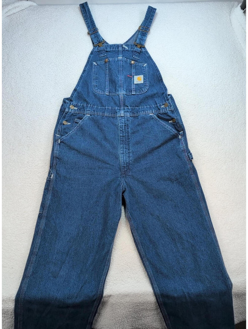 Carhartt Overalls Mens 36x34 Denim Work Bib Carpenter Blue